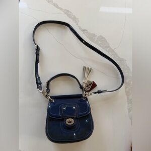 Coach Mini Willis crossbody bag in a cobalt blue patent leather